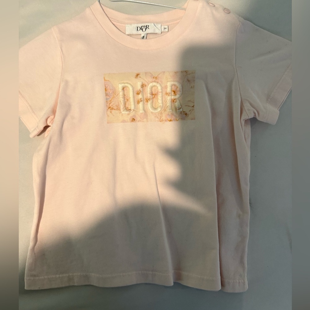 Dior Light Pink Short-Sleeve Logo Tee with Floral Box